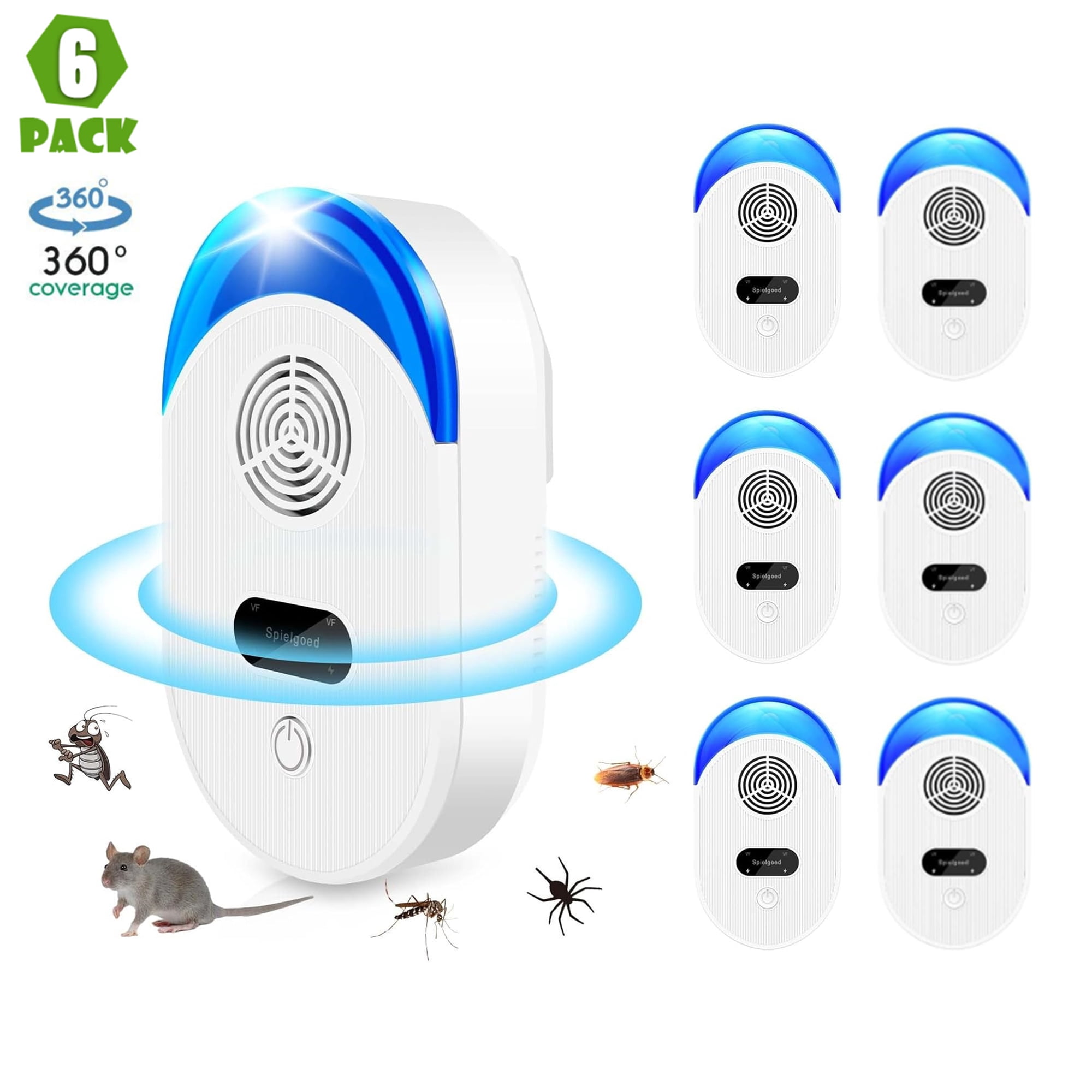 Home Insect Control Devices Ultrasonic Pest Control Repeler 6 Pack, Electronic Pest Control Plug in ...