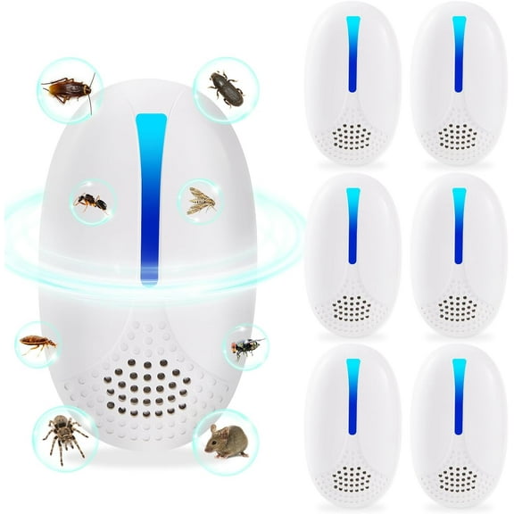 Ultrasonic Pest Control Repeler Indoor, 6 Packs Electric Pest Repeler Plug in for Mice, Roaches, Rats, Bugs, Rodent, Spider, Mouse Repelent for Home, Kitchen, Garage, Warehouse, Office