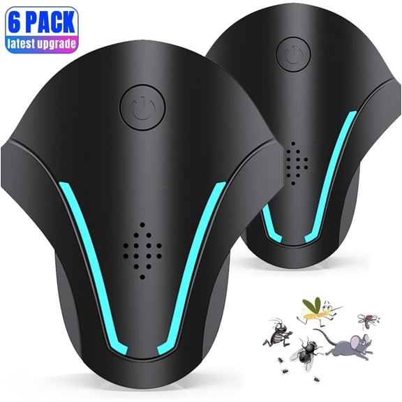 Ultrasonic Pest Control Repeler for Rodents and Insects Indoor, Powerful for Roaches, Mice, Bugs, Mosquitoes, Spiders, Ants - 3 Modes, 6 Pack