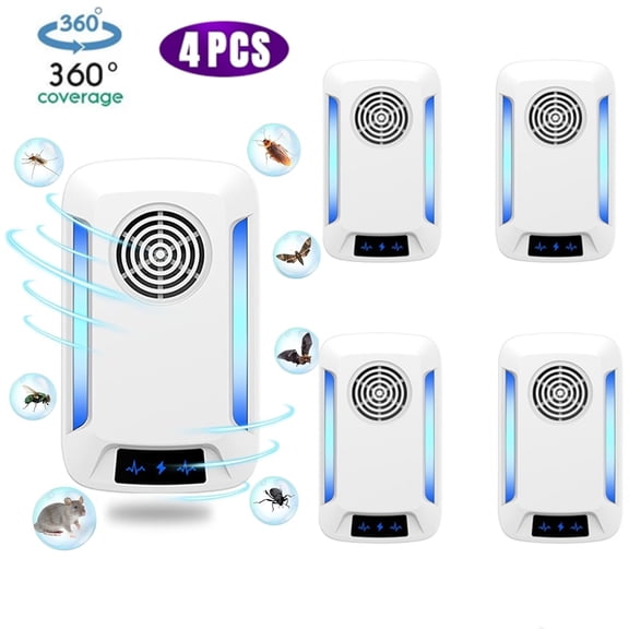 Ultrasonic Pest & Insect Repeler, 4 Pack Electronic Pest Control Plug in Indoor for Mouse, Roach, Bugs, Rodent, Mice, Mosquito, Rats, Spider Repelent for House Garage Office Basement