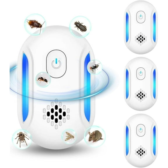 Ultrasonic Pest & Insect Repeler, Electric Mouse Repelent Plug ins for Roach, Rodent, Mouse, Bugs, Mosquito, Mice, Spider, Ant, Pest Control Plug in Indoor Home Kits, 4 Pack
