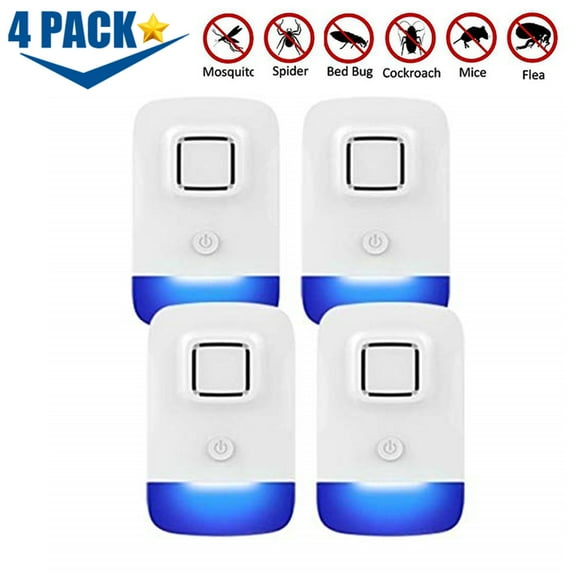 Ultrasonic Pest & Insect Repeler Indoor, 4 Pack Bug Plug in Repelent for Mice Mosquito Rodent Roach Spider Mouse, Electronic Pest Control for House Barns Warehouse Garage