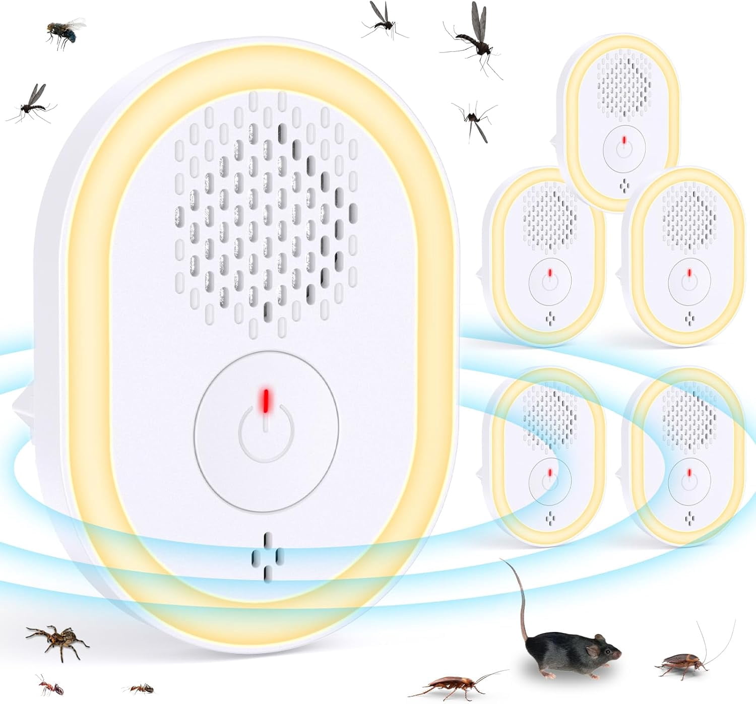 Ultrasonic Pest & Insect Repeller, Ultrasonic Repellent for Roach, Rodent, Mouse, Bugs, Mosquito, Mice, Spider, Ant,Electronic Plug in Pest Control, 6 Packs