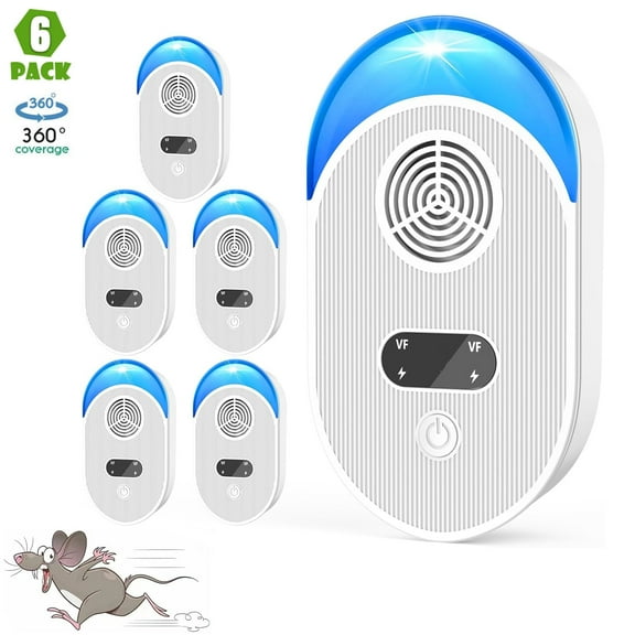 Ultrasonic Pest Reoeler 6 Pack, Mouse Repelent Ultrasonic Plug ins Indoor Pest Control for Mice, Bugs, Roaches, Rodent, Mouse, Rats, Mosquitoes, Spiders