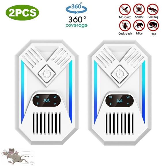Ultrasonic Pest Repeler 2 PCS Home Kits, Electronic Pest Repelent for Mice, Rodents, Rat, Roach, Mosquitoes, Spider, Pest Control Plug in Indoor for Home, Kitcchen, Office, Hotel