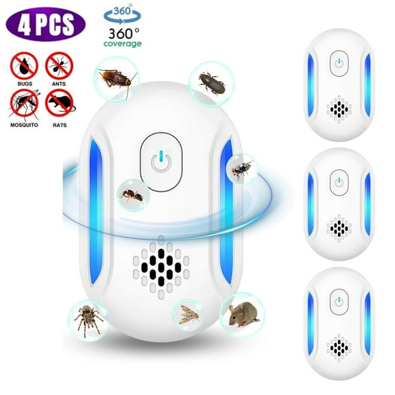 Ultrasonic Pest Repeler 4 Pack, Electronic Mouse Repelent for Roach, Rats, Bugs, Mice, Rodent, Mosquito, Spider, Insect, Pest Control Plug in Indoor for House, Kitchen, Garage, Warehouse, Office