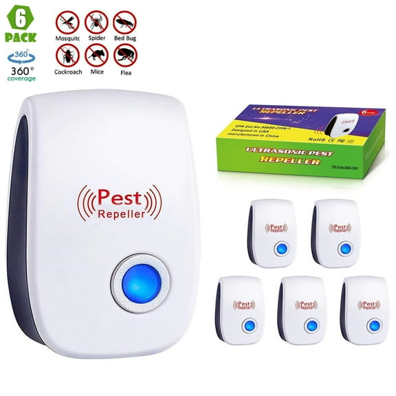 Ultrasonic Pest Repeler 6 Packs, Mice Repelent Plug ins for Mouse, Roaches, Rats, Fleas, Bugs, Rodents, Spiders, Pest Control Plug in Indoor for House, Kitchen, Garage, Warehouse, Basement, Office