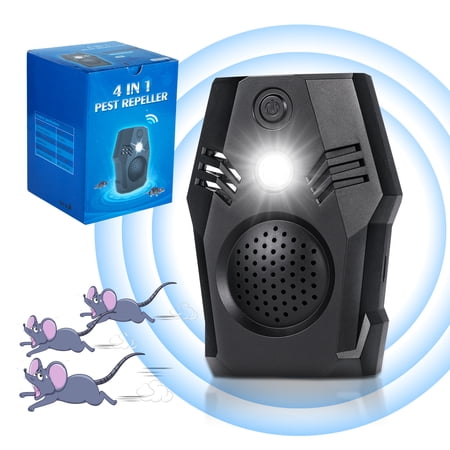 Ultrasonic Pest Repellent Effective Mouse Repeller Safe Get Rid of Mice Squirrels Rodents Rats 4 Modes Keep Pests Away from Your Home-Black