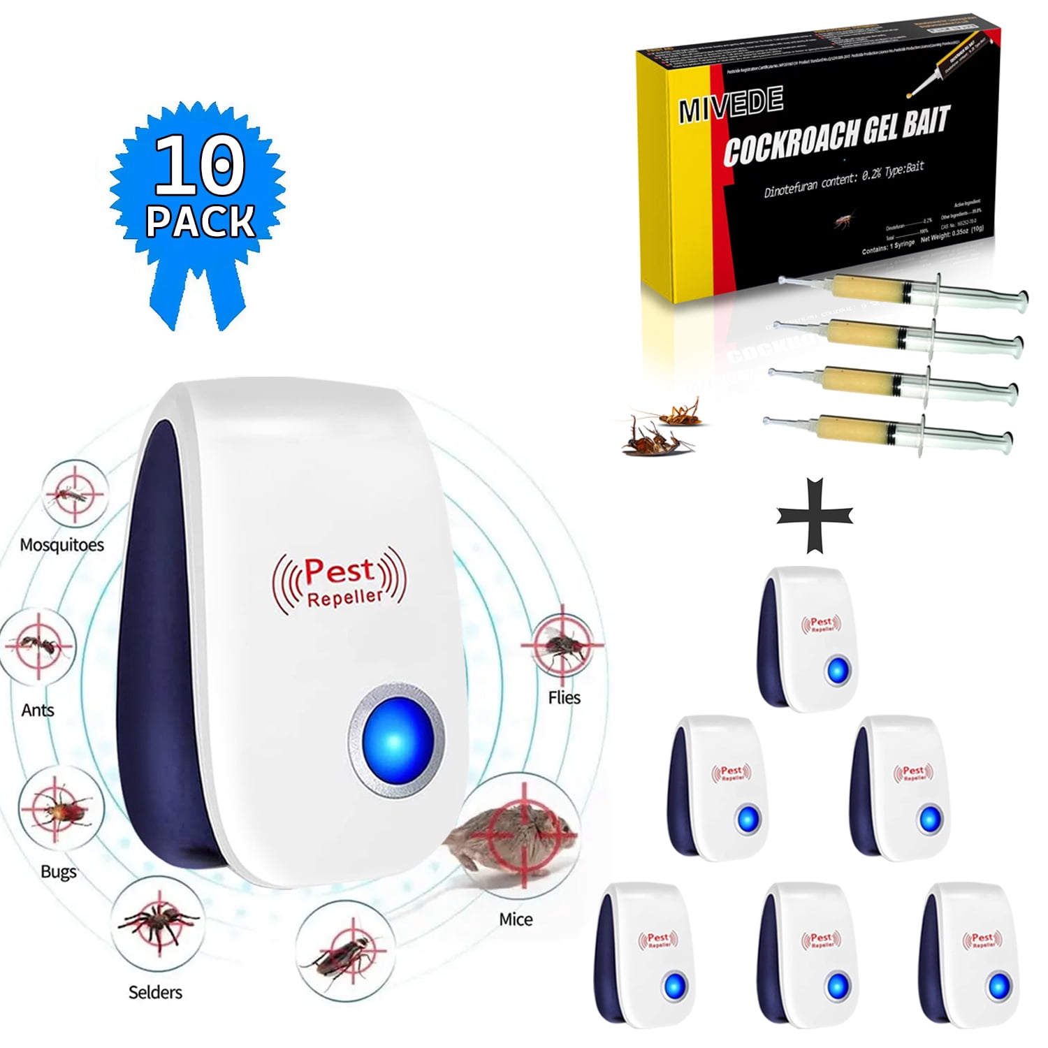 Ultrasonic Pest Repeller 12 Pack,Mouse Repellent Ultrasonic Plug in Pest Repellent,Mice Repellent Plug-Ins,Mosquito Repellent Indoors,Pest Control for Insect, Spider,Ant,Cockroach,Rodent Repellent