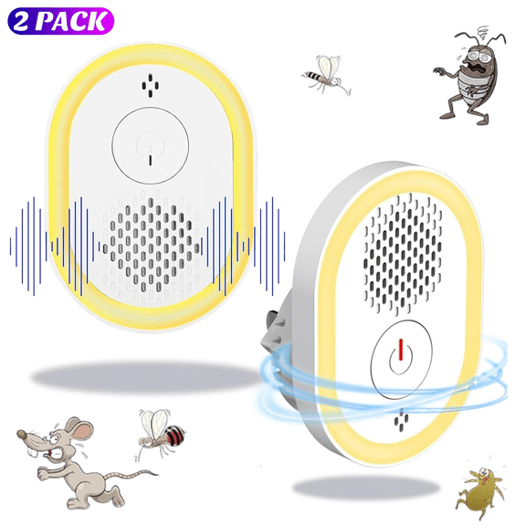 Ultrasonic Pest Repeller 2 Pack, Electronic Pest Repeller Control Plug in for Insects, Mosquito, Mice, Ant, Spider, Rats, Rodent, Pest Repellent with Night Light Indoor Safe Quiet for Human Pets