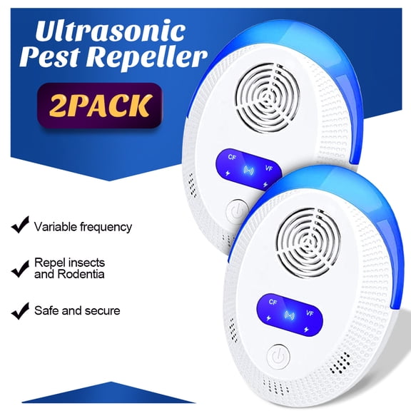 Ultrasonic Pest Repeller 2 Pack, Ultrasonic Pest Repellent, Variable frequency Pest Repeller Plug in Indoor, Pest Control for Insects, Mosquito, Mouse, Bug, Rodents