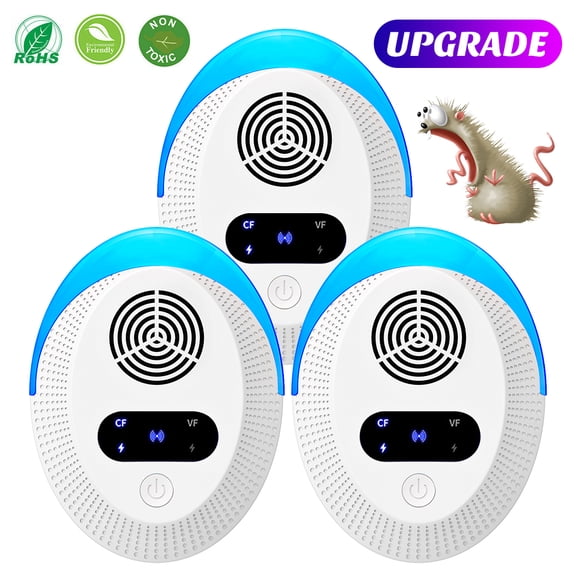 Ultrasonic Pest Repeller, 3 Pack, Electronic Indoor Pest Repellent Plug in for Insects, Pest Control for Living Room, Garage, Office, Hotel