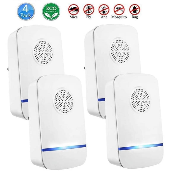Ultrasonic Pest Repeller 4 Pack, Insect Control, Spider Repellent, Plug in Indoor Mouse Deterrent, Anti Moths, Ants, Bed Bugs, Fleas, Cockroaches, Flies, Spider, Wasp