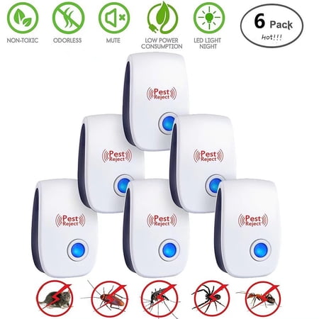 Ultrasonic Pest Repeller (6-Pack) – Electronic & Ultrasound, Indoor Plug-In Repellent, Anti Mice, Insects, Bugs, Ants, Mosquitos, Rats, Roaches, Rodents