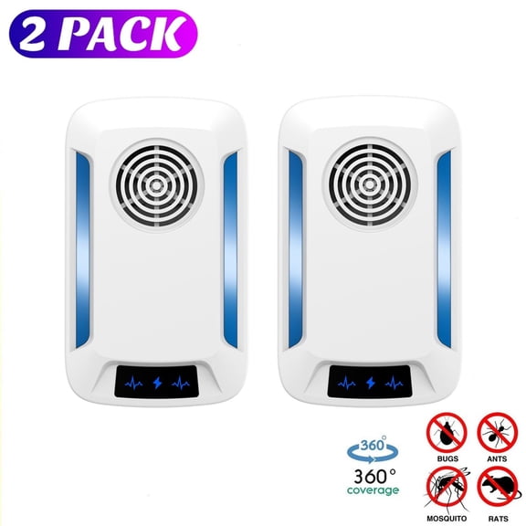 Ultrasonic Pest Repeller Electronic Plug in Indoor Pest Repellent, Pest Control for Home, Office, Warehouse, Hotel, 2 Pack