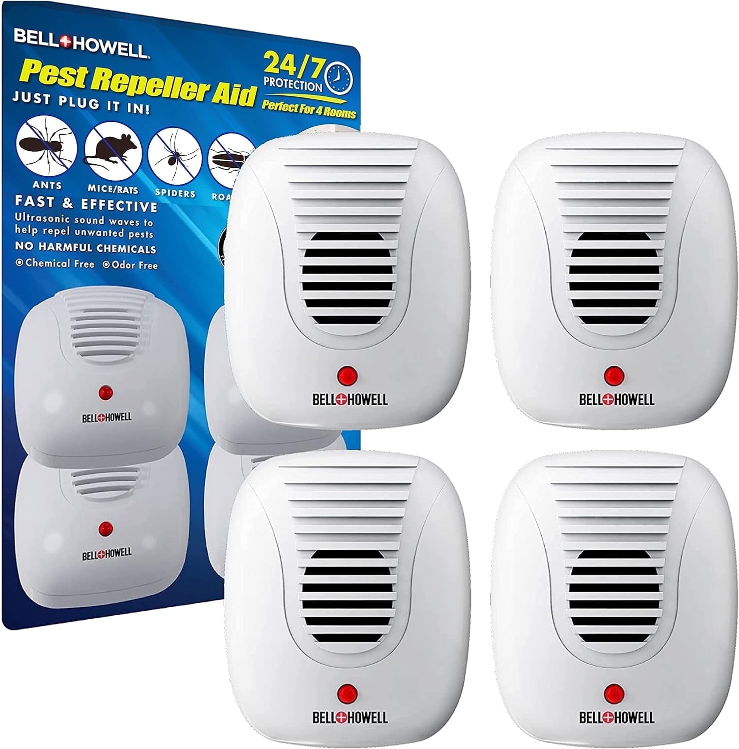 BELL + HOWELL ULTRASONIC PEST REPELLER 4PCS ULTRASONIC...