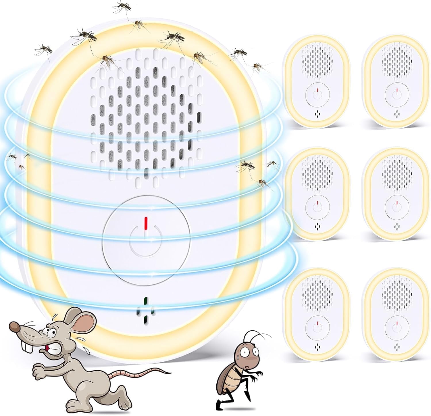 Ultrasonic Pest Repeller, Indoor Pest Repellent 6 Packs, Electronic Plug in Pest Control for Roach, Ant, Rodent, Mouse, Bugs, Mosquito, Spider Repellent for House, Garage, Warehouse