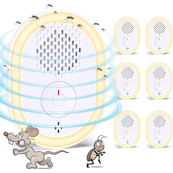 Ultrasonic Pest Repeller, Indoor Pest Repellent 6 Packs, Electronic Plug in Pest Control for Roach, Ant, Rodent, Mouse, Bugs, Mosquito, Spider Repellent for House, Garage, Warehouse