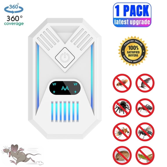 Ultrasonic Pest Repeller Indoor Plug in Mouse Deterrent, Electronic Pest Control for Mice, Bugs, Rodent, Roach, Spider, Rat, Mosquitoes, Insect Repelent for Home Kitchen Office Garage, 1 Pack