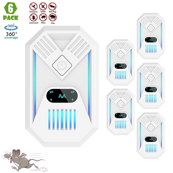 Ultrasonic Pest Repeller Indoor, Powerful Electronic Pest Control Plug in for Mice, Roach, Rodent, Bugs, Mosquito, Spider, Squirrel, Mouse Deterrent for Home Office Garage, 6 Pack