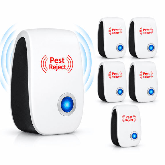 Ultrasonic Pest Repeller Plug In 6 Pack, Electronic Indoor Pest Repeller for Mice Roaches Spiders Ants Mosquitoes