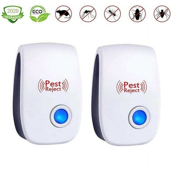 Ultrasonic Pest Repeller Plug in New 2019 Pest Repellent, Power Saving, Home Indoor and Outdoor Use, Pest Reject 2Pack Rat Repellent, Mice Repellent, Mosquitos, Roachs, Spiders, Bed Bugs, Fleas.