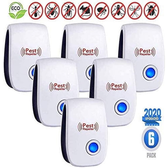 Ultrasonic Pest Repeller Plug in New 2019 Pest Repellent, Power Saving, Home Indoor and Outdoor Use, Pest Reject 6Pack Rat Repellent, Mice Repellent, Mosquitos, Roachs, Spiders, Bed Bugs, Fleas