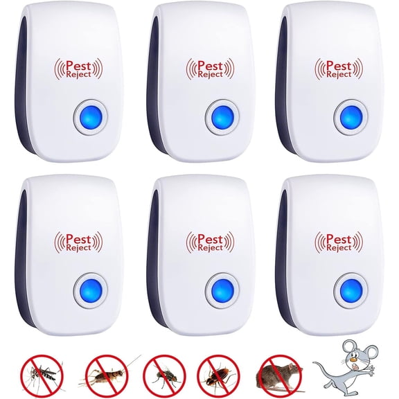 Ultrasonic Pest Repeller Plug in New 2019 Pest Repellent, Power Saving, Home Indoor and Outdoor Use, Pest Reject 6Pack Rat Repellent, Mice Repellent, Mosquitos, Roachs, Spiders, Bed Bugs, Fleas