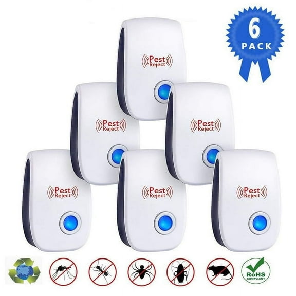 Ultrasonic Pest Repeller Plug in New 2019 Pest Repellent, Power Saving, Home Indoor and Outdoor Use, Pest Reject 6Pack Rat Repellent, Mice Repellent, Mosquitos, Roachs, Spiders, Bed Bugs, Fleas