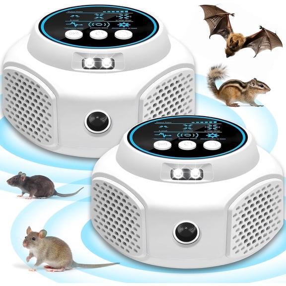 Ultrasonic Pest Repeller Plug in, 2 Pack Electronic Mouse Traps Indoor Pest Control for Rodent, Mice, Roach, Spider, Squirrel, Bugs, Rat, Insect Deterrent for Home Office Garage, White