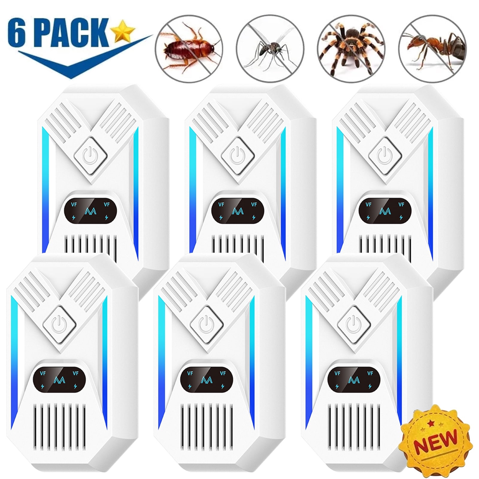 Ultrasonic Pest Repeller Plug in, 6 Packs Electronic Pest Control Indoor for Mice, Bugs, Rodents, Mosquitoes, Ants, Roaches, Mouse Deterrent for Home, Kitchen, Garage, Basement, Office