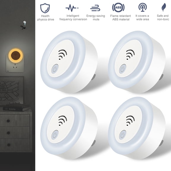 Ultrasonic Pest Repeller Plug in, get rid of Rats Mice Mosquito Roach Spiders Ants Bugs Fleas Flies, Indoor with Night Light - 4 Pack