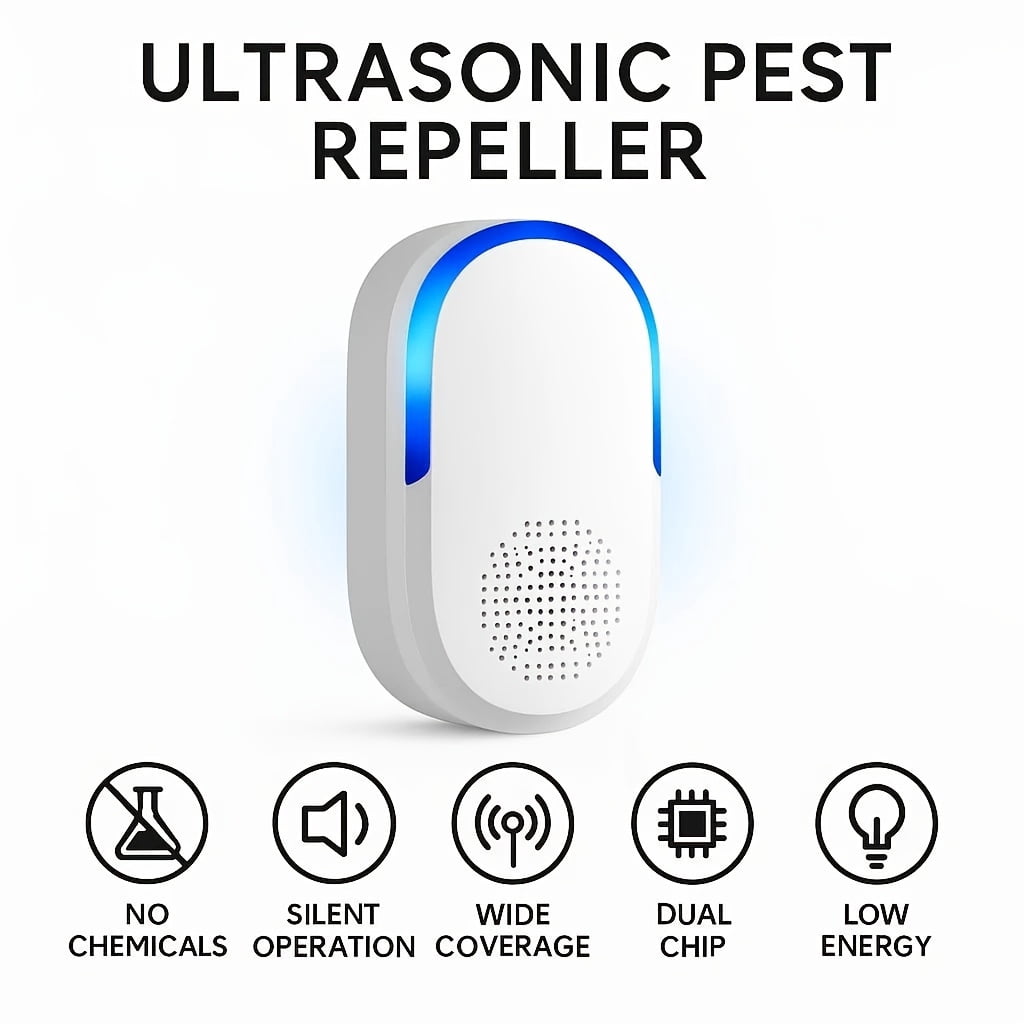 1PCSUltrasonic Pest Repeller for Home – Electronic Plug-in Device that Helps Deter Insects and Rodents – Non-Chemical, Safe for Indoor Use
