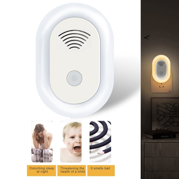 Ultrasonic Pest Repeller with Nightlight – 1 Pack,White