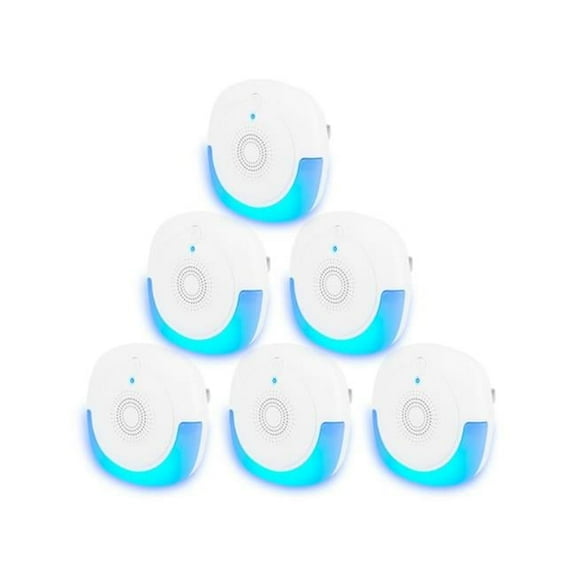 Ultrasonic Pest Repellers Plug-In Indoor Pest Control Mouse Repellent Chaser Deterrent for Home Kitchen Office Warehouse Hotel, White - Pack of 6