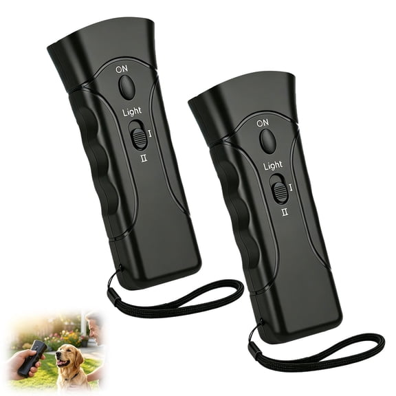 Ultrasonic Pet Trainer, with 2 Adjustable Intensity Levels & Flashlight, Helps Curb Excessive Barking for All Dog Breeds, Indoor & Outdoor Use(2pcs)