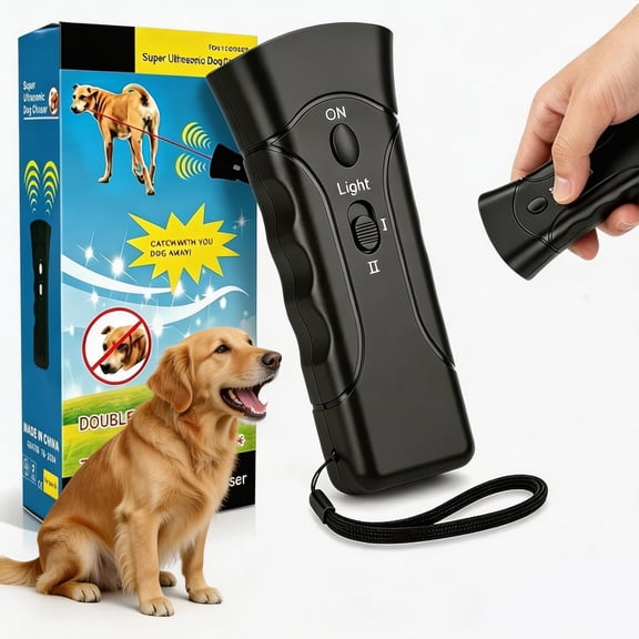 Pet Ultrasonic Dog Trainer 2 Adjustable Levels Built-In Flashlight Portable Anti-Bark Training Device Indoor Outdoor