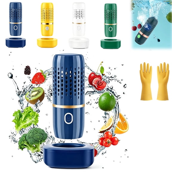 Ultrasonic Produce Cleaner Machine Device,Upgrade Titanium Fruit and Veggie Washer Purifier,Usb Rechargeable,OH-Ion Purification Technology,for Cleaning Veggie Grains Rice Meat Seafood (Blue)