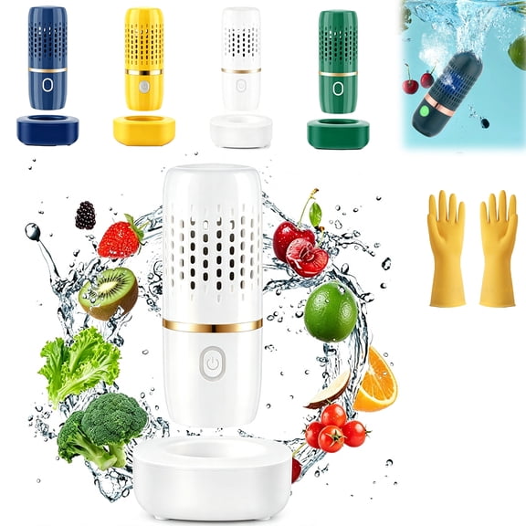 Ultrasonic Produce Cleaner Machine Device,Upgrade Titanium Fruit and Veggie Washer Purifier,Usb Rechargeable,OH-Ion Purification Technology,for Cleaning Veggie Grains Rice Meat Seafood (White)