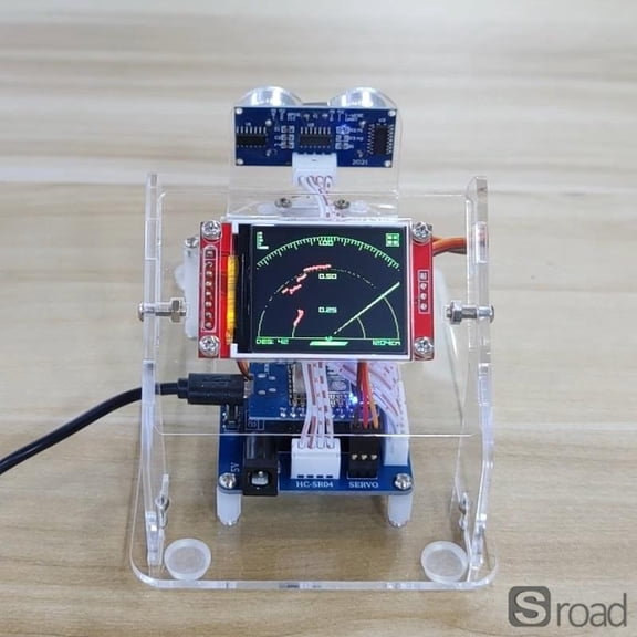 Ultrasonic Radar Scanner For RC Cars, RC Scale Model Accessory With LED Screen Display, Realistic Upgrade Mood Ornament For 1/10 1/14 RC Crawler Truck (5V Power Required)