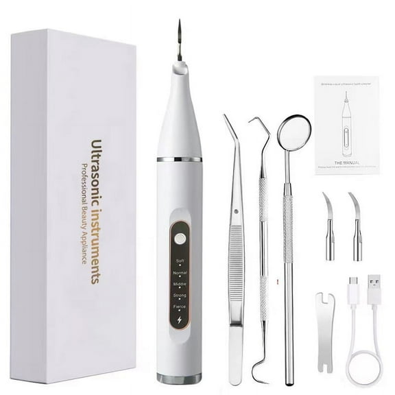 Ultrasonic Rechargeable Dental Tools Kit, "Includes" Mirror, Scraper, Tweezer, USB Cable, 6 Piece