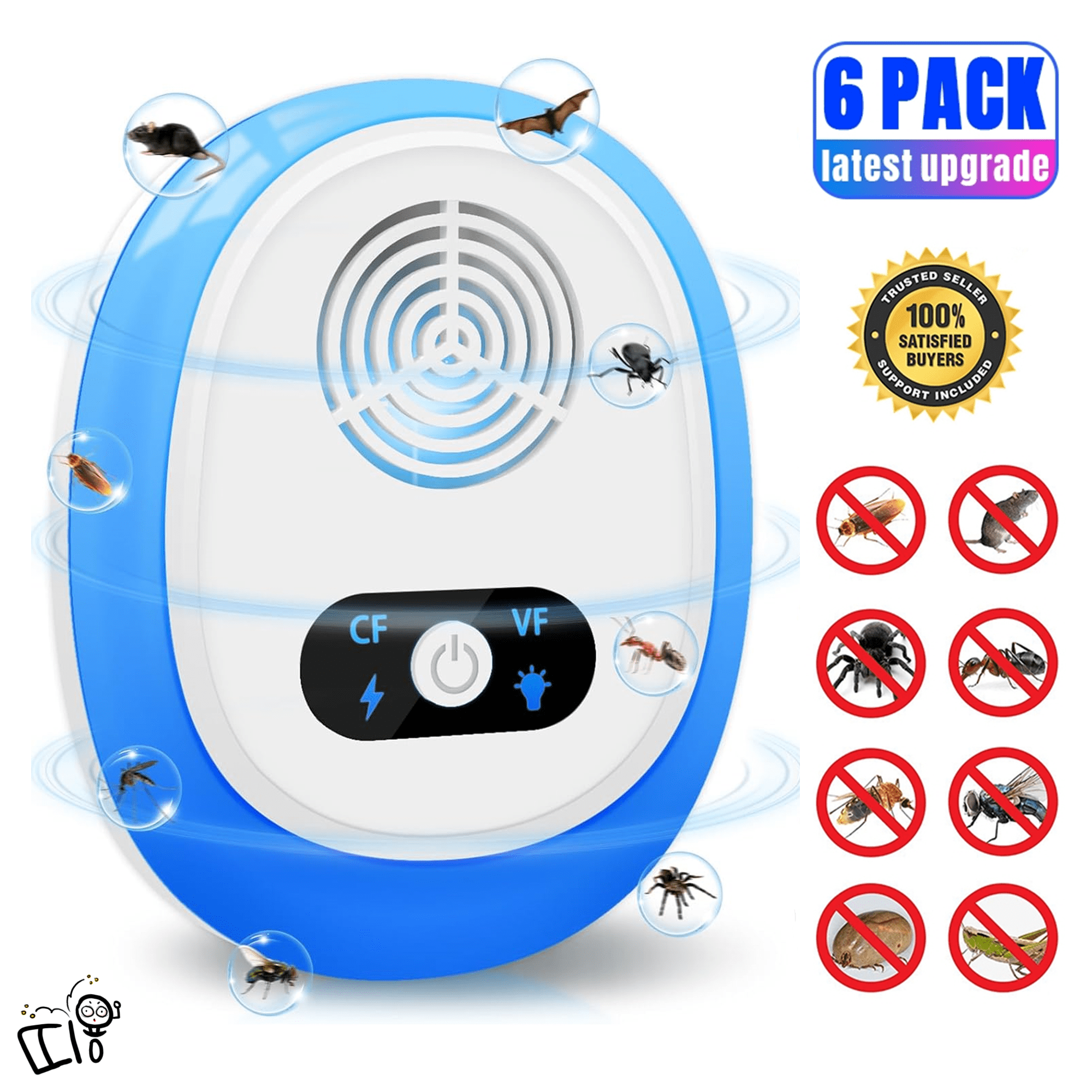 Ultrasonic Repeler Indoor, Mouse Repelent Plug in, Pest Control, Repelent Roach, Rodent, Mouse, Bugs, Spider, Ant for Home,Kitchen, Office, Warehouse, Hotel