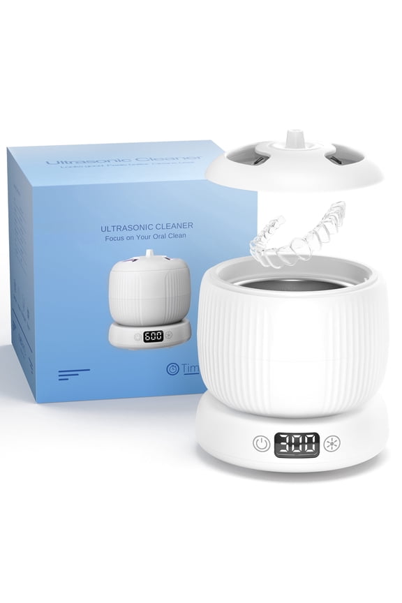 Ultrasonic Retainer Cleaner, 45kHz Dental Cleaning Machine with 4 Modes, Detachable Pod for Mouth Guard, Jewelry & Braces, 180ML Low Noise – White, Gifts For Mom Dad