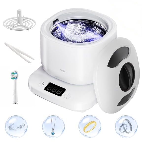 Ultrasonic Retainer Cleaner & Denture Cleaner 42kHz ultrasonic jewelry cleaner , IPX7 Waterproof Detachable Ultrasonic Cleaner Machine , Deep Cleaning with 4 Modes, Gifts For Her