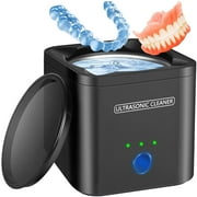 KUIDUHE Ultrasonic Retainer Cleaner for Dentures, Mouth Guard, Night Guard, 45kHz Professional Dental Ultrasonic Cleaner, 190ml Sonic Cleaning Machine for Jewelry, Dental Appliance (Black)