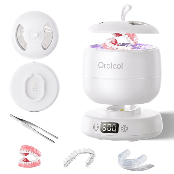 Ultrasonic Retainer Cleaner for Invisalign Portable Waterproof Mouth Guard Cleaner with Timer 3-Mode 180ml Night Guard Cleaner Powerful Cleaning-Best Gift for Braces Users/Christmas