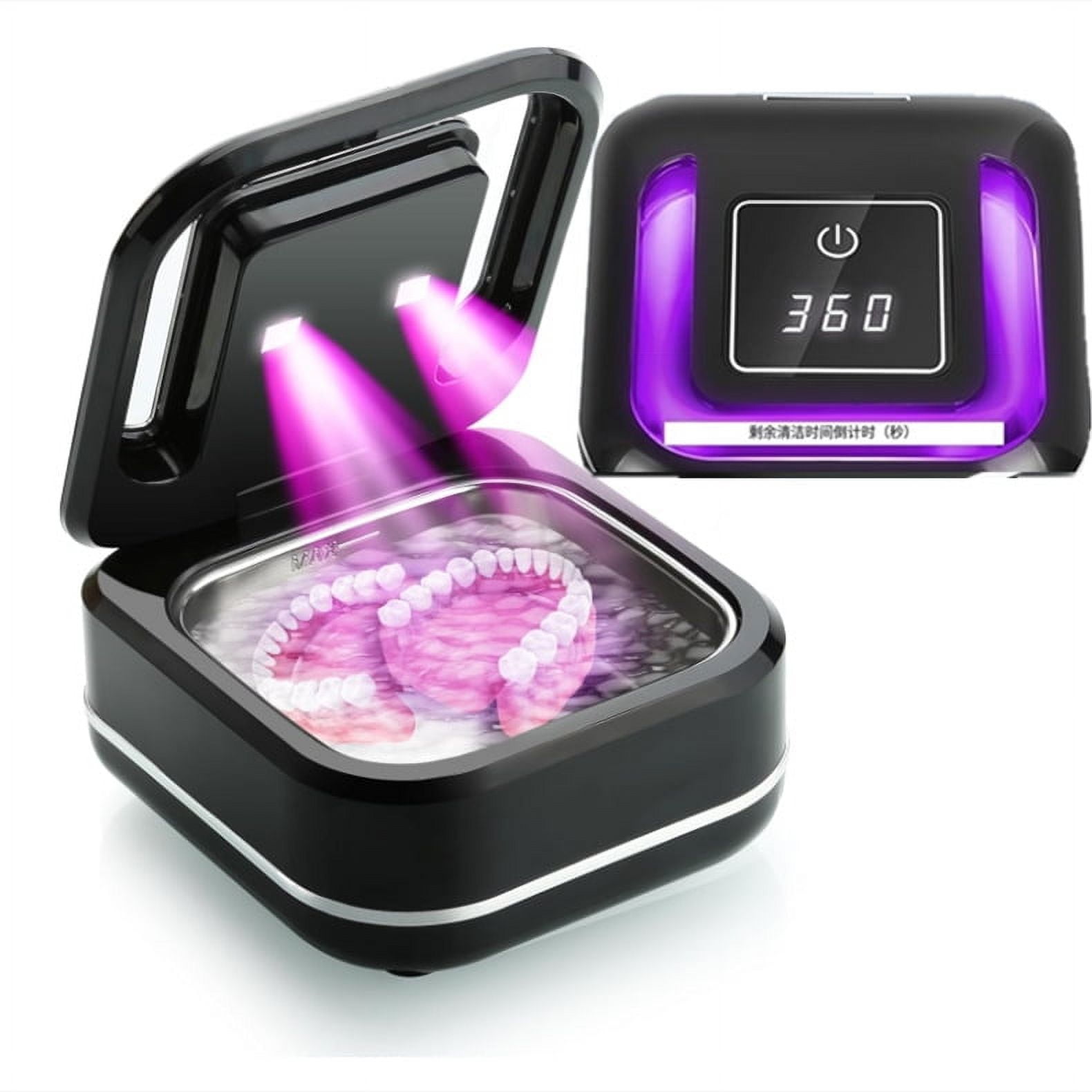 Ultrasonic Retainer Cleaner Machine for Denture, Portable Dental Cleaning Pod for Aligner, Mouth Guard, Braces, Sonic Denture Cleaner for All Dental Appliances, Portable Ultrasonic Jewelry Cleaner