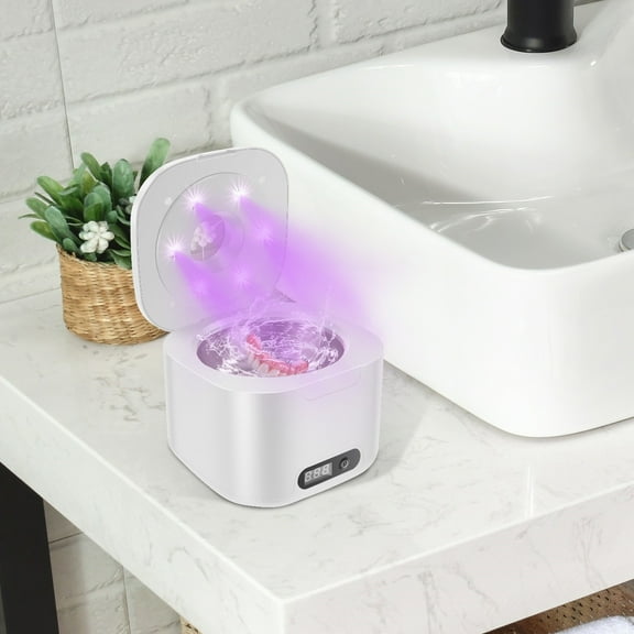 Ultrasonic Retainer Cleaner with LED Display 4 Mode Adjustable Ultrasonic Jewelry Cleaning Machine for Dentures Jewelry