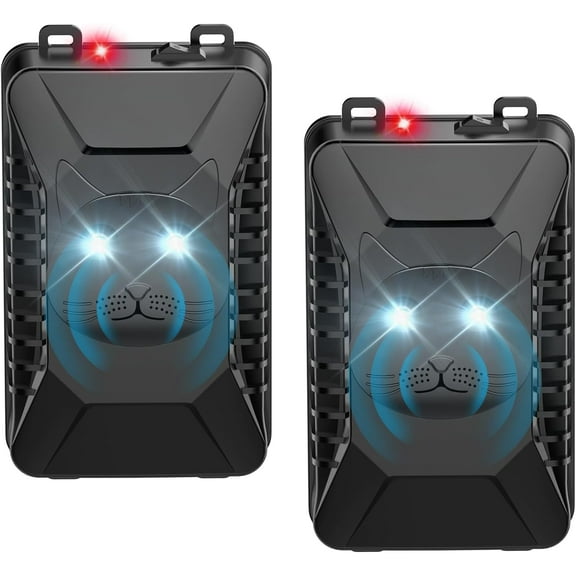 Ultrasonic Rodent Repellent, 2 Pack Plug-in Mouse Rat Pest Bat Squirrels Repellent for Car with Battery Powered Under Hood, Keep Mice Out of Cars Engines, Indoor, Garage, Storage Room-Black