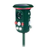 Ultrasonic Solar Animal Repeller Ultrasonic Skunk Repellent Outdoor 360 Degree Waterproof Squirrel Raccoon Mole Rat Snack Cat Deterrent Outdoor with Motion Sensor Flashing Light USB Powered
